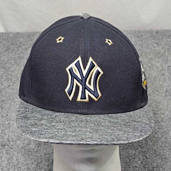 New Era Other - New Era Yankees Fitted Hat 7 3/8 Navy Gray Brim Gold Star Grommets